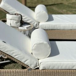 Plain Sunbed Cushion 60x186 Cm, White -Exterique Sales Store diyti plain sunbed cushion 60x186 cm 5